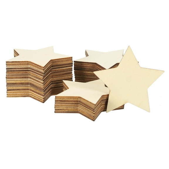 15mm Wooden Stars, 50 Pack Unfinished Wood Stars Blank Wooden Cutouts