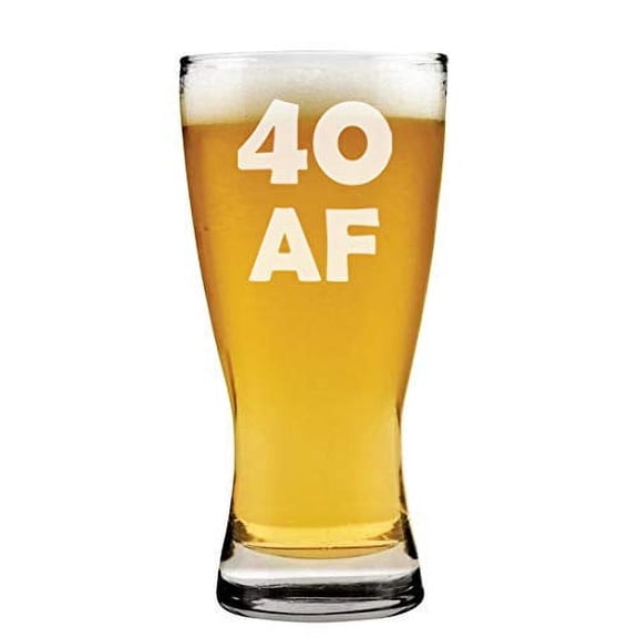 15oz Beer Pilsner Glass 40 AF 40th Birthday Funny