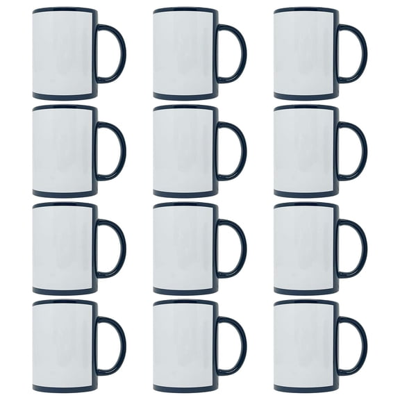 15oz Black Sublimation Mug with White Patch by Make Market – Ceramic Mug Blank for Custom Heat Transfer Designs - Dishwasher & Microwave Safe - 12 Pack