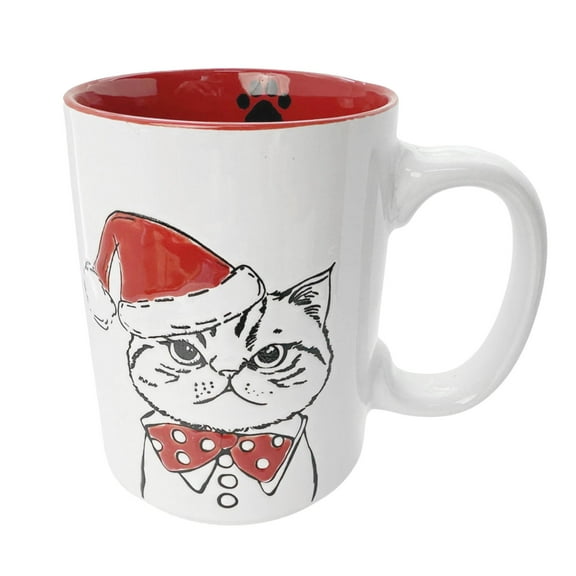 15oz Cat Dog Lovers Mug, Kittens Puppy Pattern Mug, Christmas Coffee Mug Funny Ceramic Tea Cup Novelty Gifts for Office and Home Women Girls Men Dishwasher Microwave Safe