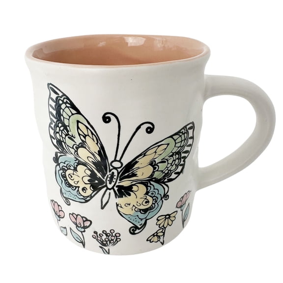 15oz Ceramic Coffee Mug, Hand Painted Tea Cup for Office and Home, Cute Butterfly Mug,Best Gifts for Women and Men,Dishwasher Microwave Safe