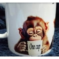 thumbnail image 1 of 15oz Chimpanzee gift coffee mug dishwasher and microwave safe cup with art by Leon Jones - funny, cute, monkey,, 1 of 1