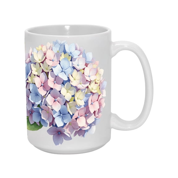 15oz 'Double-Sided Hydrangea' Ceramic Mug - A Vibrant Floral Sipper