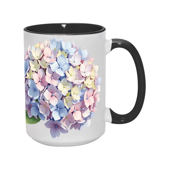 15oz 'Double-Sided Hydrangea' Ceramic Mug - A Vibrant Floral Sipper