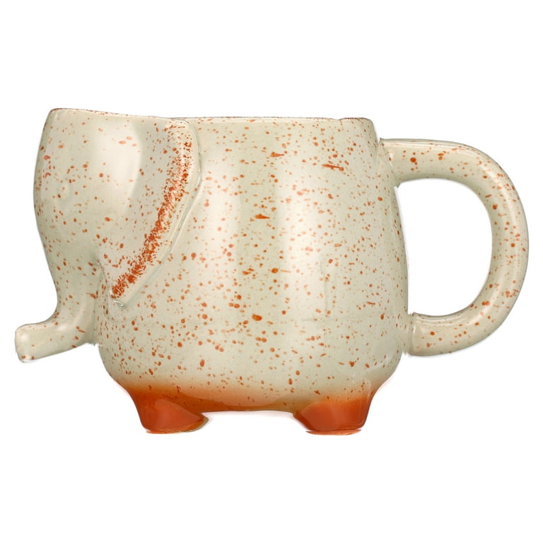 Grey Elephant Tea Mug with Tea Bag Holder Earthenware Mug