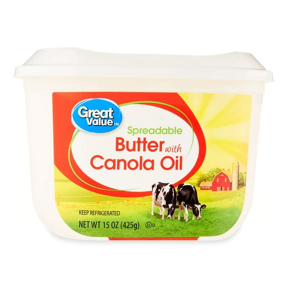 Great Value Spreadable Butter with Canola Oil, 15 oz Tub