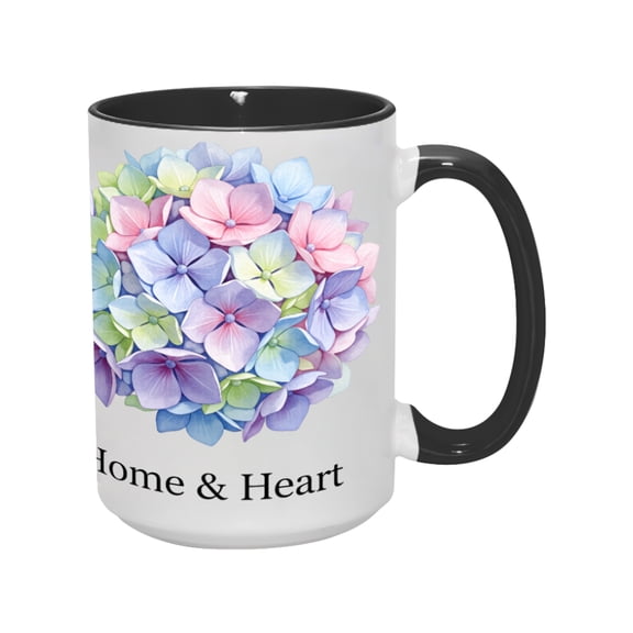 15oz 'Home & Heart' Hydrangea Ceramic Mug - Cozy & Durable Drinkware for Everyday
