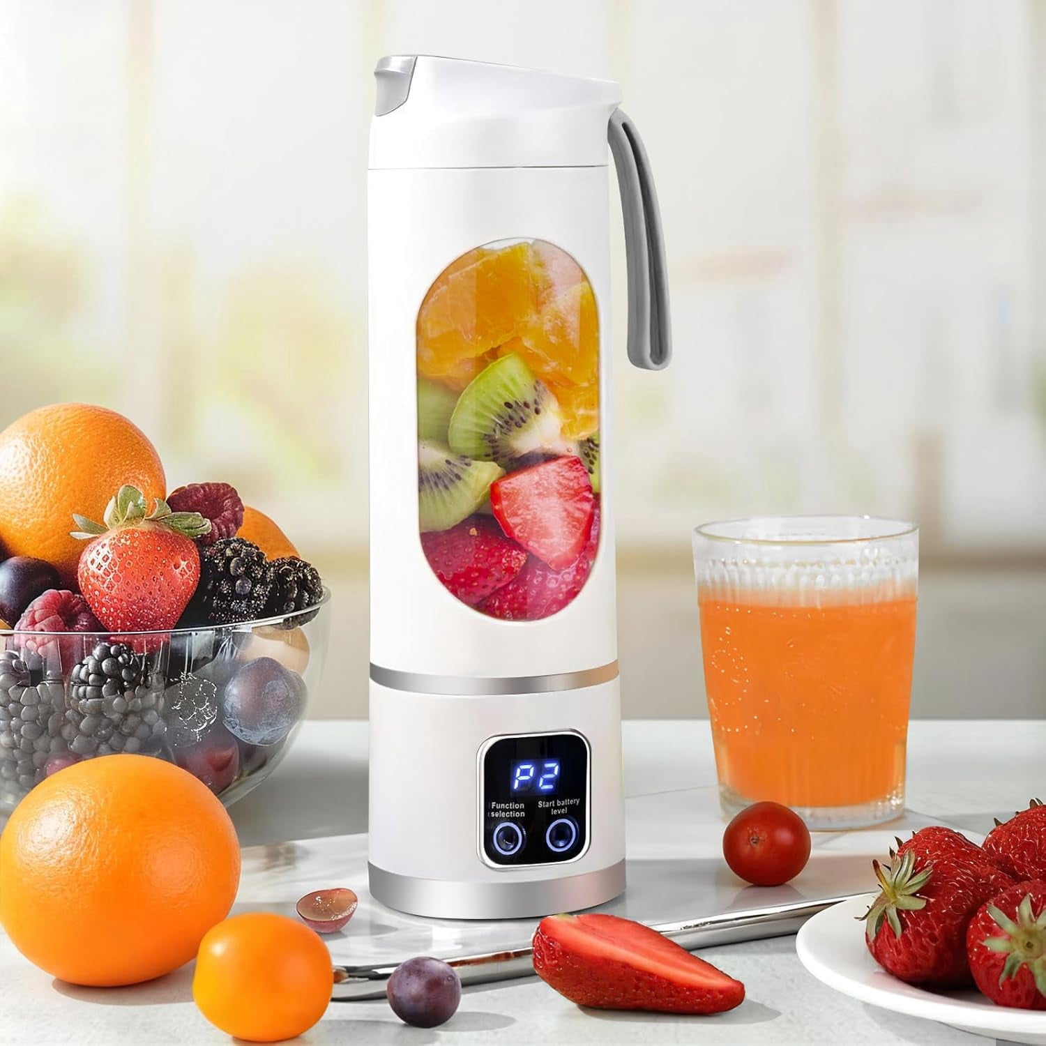 15oz Portable Personal Size Blender, Cordless Mini Blender for Shakes & Smoothies, USB-C Rechargeable, BPA Free Travel Juicer, Powerful Blending Suit in Office/Home/Gym(wwx)