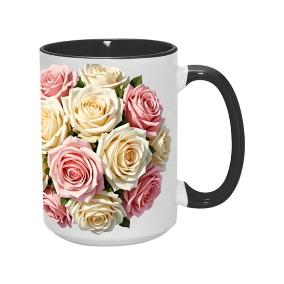 15oz 'Romantic Rose Bouquet' Ceramic Mug - A Charming Floral Sipper