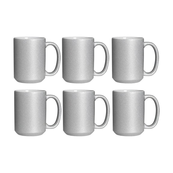 Craft Express 6 Pack 15oz Silver Glitter Sublimation Mugs