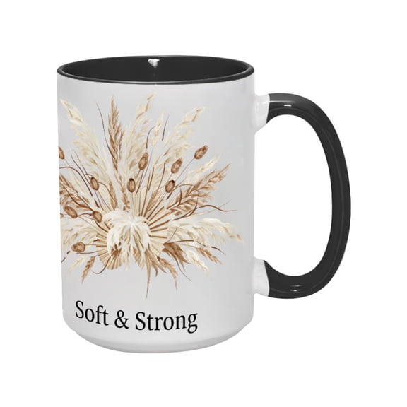 15oz 'Soft & Strong' Wheat Sheaf Ceramic Mug - A Rustic Charm Keepsake