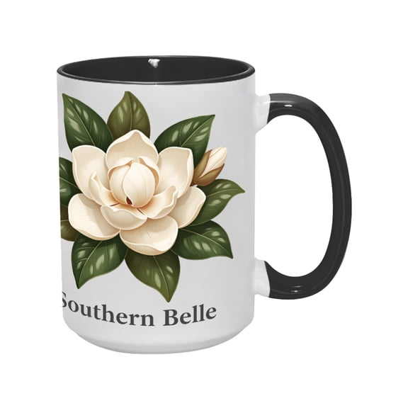 15oz 'Southern Belle' Magnolia Ceramic Mug - A Southern Charm Keepsake