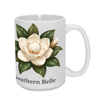 15oz 'Southern Belle' Magnolia Ceramic Mug - A Southern Charm Keepsake