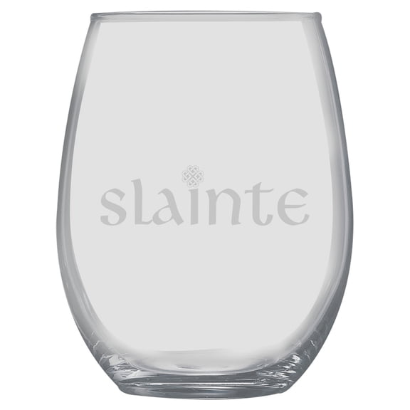 15oz Stemless Wine Glass - Slainte - Irish Cheers