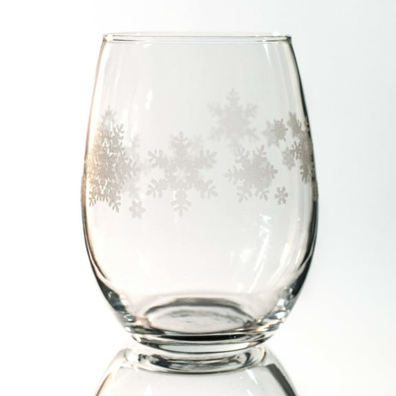 15oz Stemless Wine Glass - Snowflakes