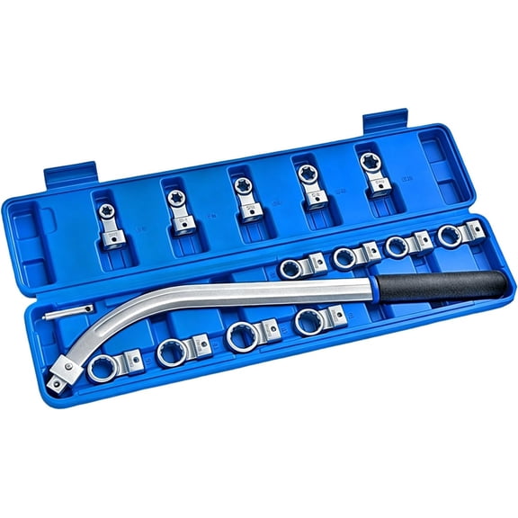15pc Adjustable Belt Wrench Set, Belt Tensioner Pulley Extractor Kit, Removal Wrench Repair Tools, Engine Timing Maintenance for Most Vehicle Cars Trucks SUVs