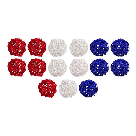 15pc Decorative Balls Rattan Decoration for Independence Day Home Decor Craft Vase Bowl Filler Table Party Supplies A rattan Random Color,15 x rattan decorative balls