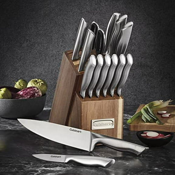 Cuisinart Elite Series German Stainless Steel 15-Piece Knife Block Set with Acacia Wood