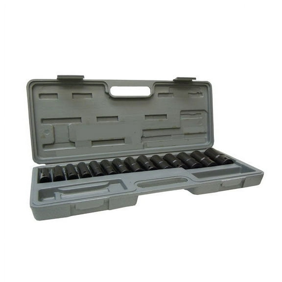 15pc Impact Socket Set 1/2"DR Metric Deep Well with Storage Case