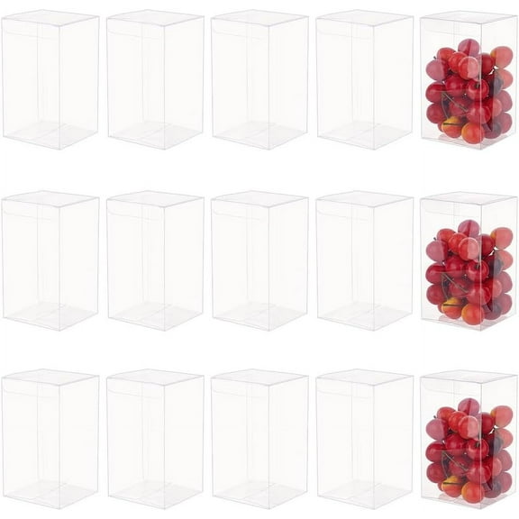15pc Rectangle Transparent Plastic PVC Box Gift Packaging Waterproof Folding Box for Toys & Molds Clear Box: 8x8x14cm