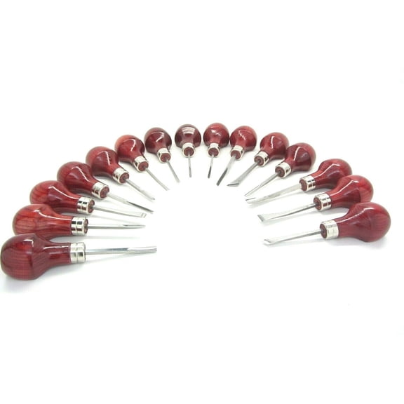 15pc Woodcarving Tools Gunsmith Palm Gouges Chisels Parting Veiner RAMELSON USA 107, 107R 107M