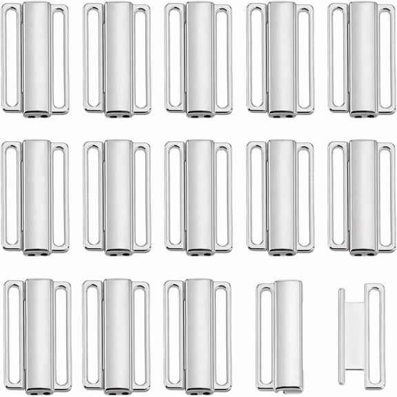 15pcs 1.2 Inch Bikini Clasps Front Closing Bra Hooks Bathing Suit Clasp Bikini Front Closure Buckles for DIY Sewing Swinsuit Garment Making Bra Hooks Replacement Silver