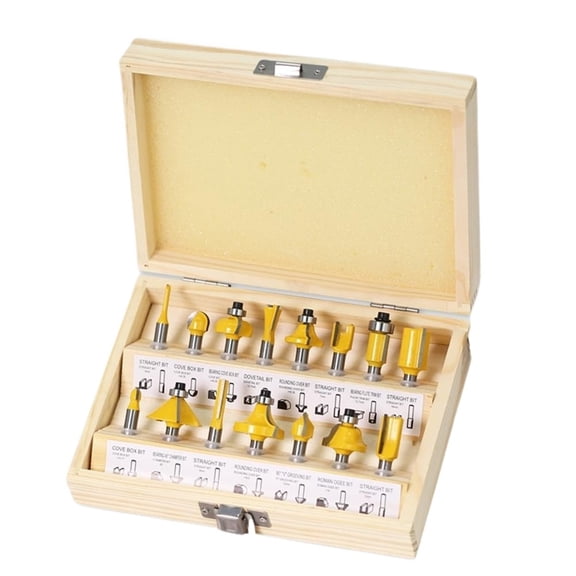 15pcs 1/4inch Router Bit Set Trimming Straight Milling Cutter For Wood Bits Tungsten Carbide Cutting Woodworking ,Great Multi-Purpose Application