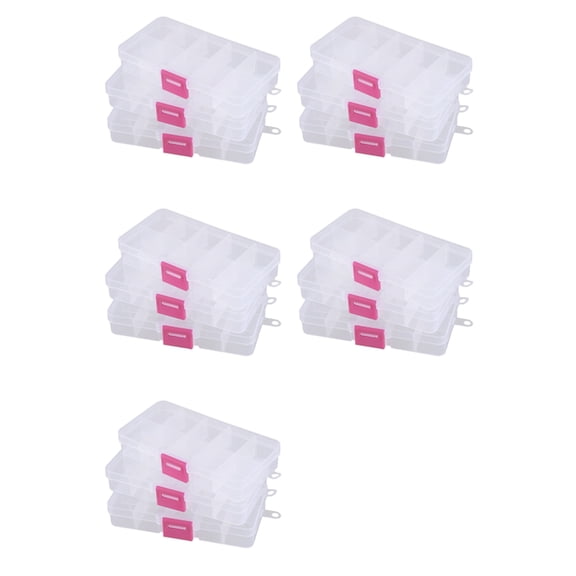 15pcs 10 Grid Electronic Component Parts Kits Plastic Storage Box Case
