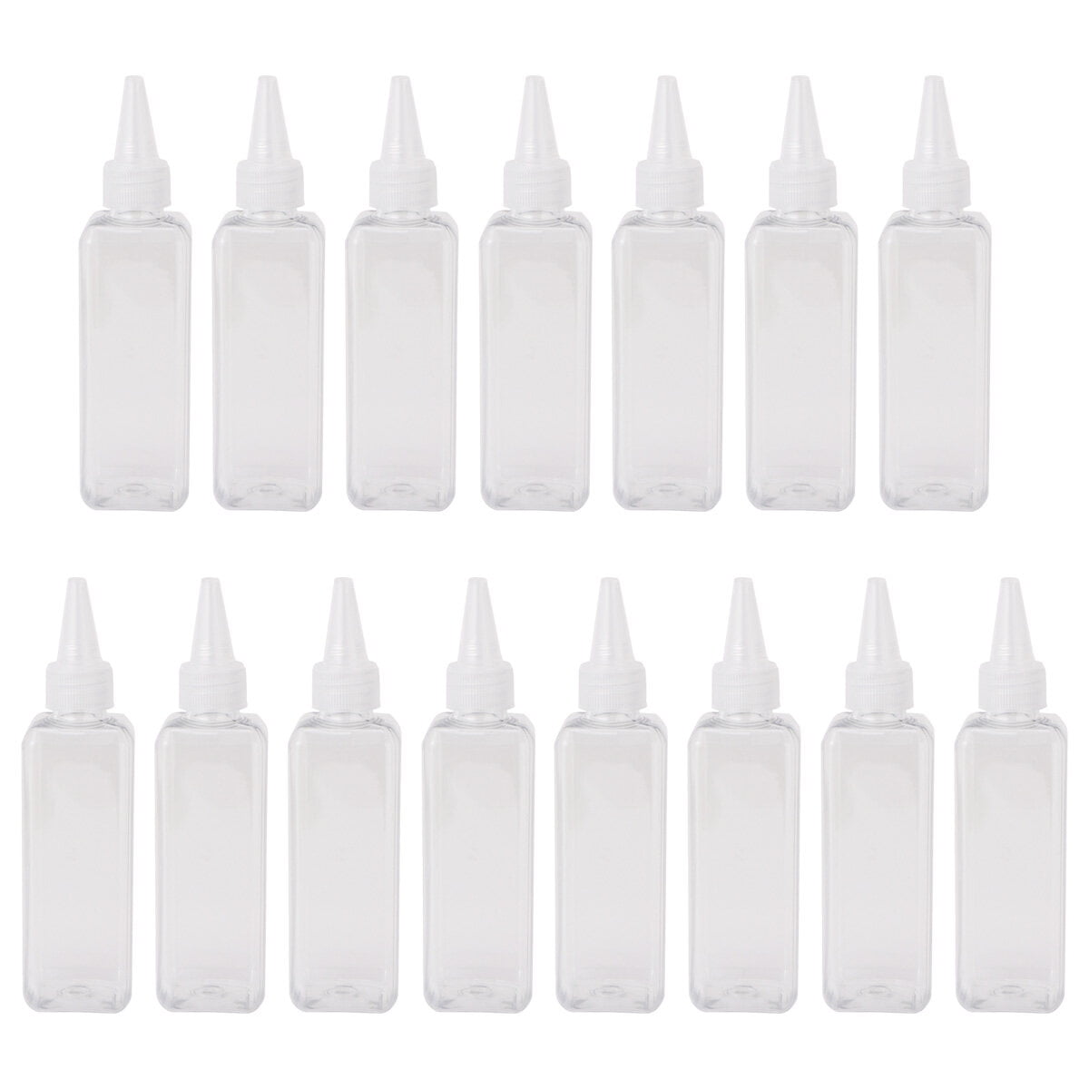 15pcs 100ml Square Hair Dye Bottles Clear Plastic Hair Coloring Bottle Storage Bottle Pointed