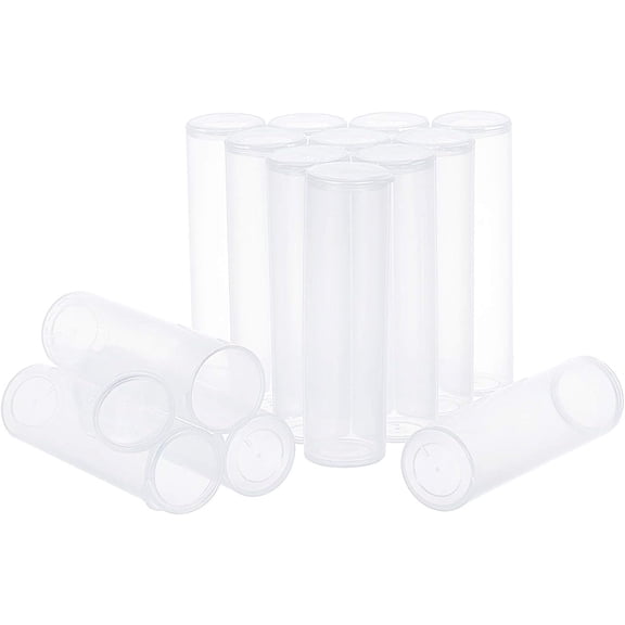 15pcs 15pcs White Column Transparent Containers 1.2" Plastic Bead Containers with Hinged Lids Flip Cover for Earplugs Pills Herbs Tiny Bead Earring Jewerlry Candy Gifts Party Favor and More