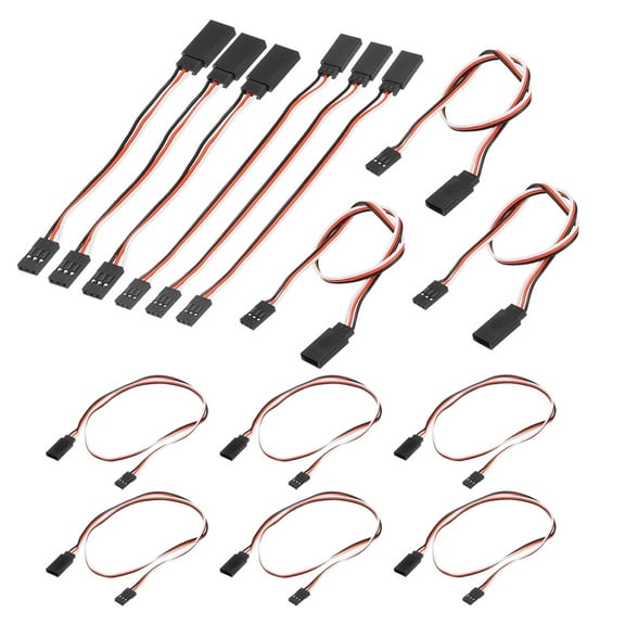15Pcs 3-Pin Servo Extension Cable Cord Connector Wire Male to Female 26AWG 30-Cores Servo Receiver Wire