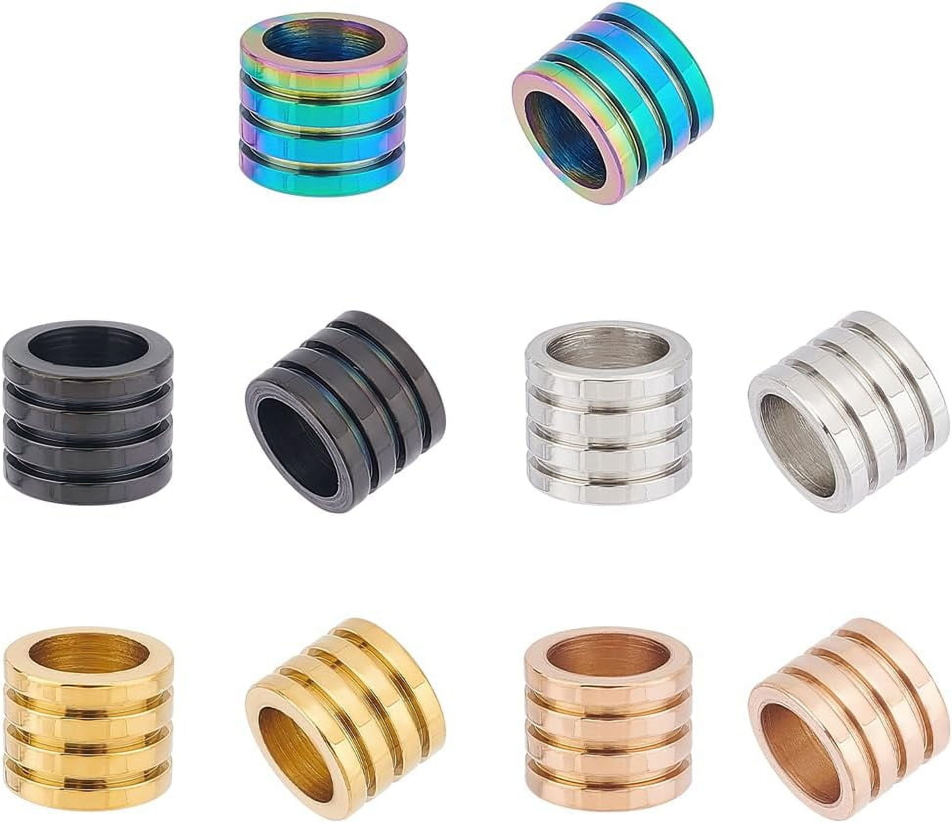 15pcs Colors Paracord Bead Column Spacer Beads Metal Lanyard