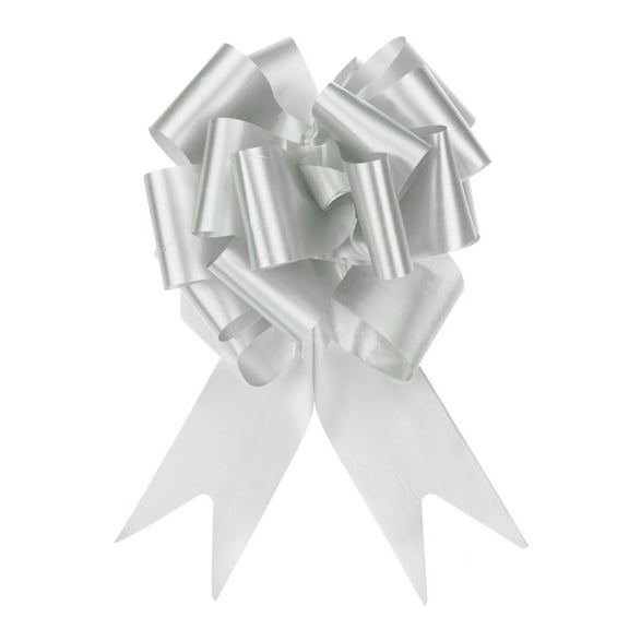 15pcs 5 Inch Large Pull Bow Big Gift Wrapping Bows Ribbon Silver for Wedding Car Christmas