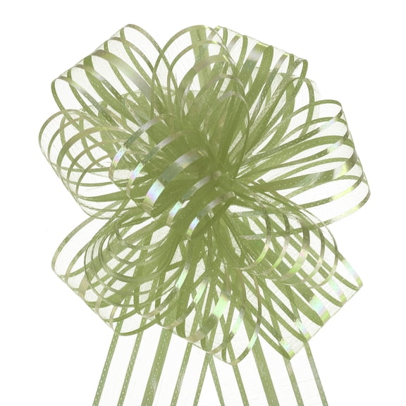 15pcs 6 Inch Organza Large Pull Bow Gift Wrapping Bows Ribbon Chiffon Yarn Grass Green for Christmas
