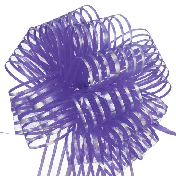 15pcs 8 Inch Organza Large Pull Bow Gift Wrapping Bows Ribbon Chiffon Yarn Purple for Christmas