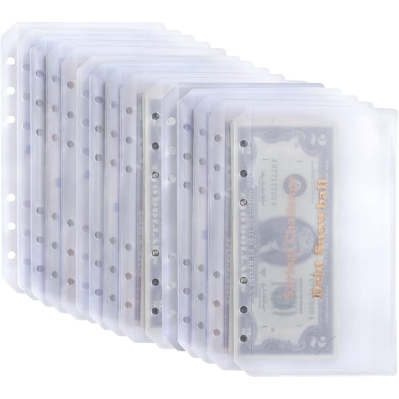15pcs A6 Binder Pockets with No Zippers, Zipless Budget Envelopes for Cash System, Pouch 6 Ring Binder, Money Folder Organizer Cash.