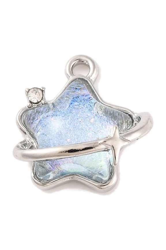 15pcs Alloy & Resin Pendants Planet Star 16x17x7.5mm Hole: 1.8mm
