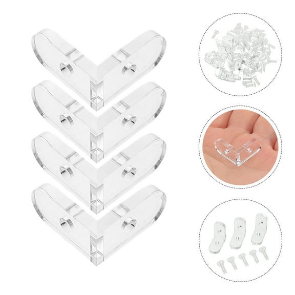 HEANUJJ Home Decor Acrylic Bracket Transparent 15Pcs 0.8x0.8x0.4in
