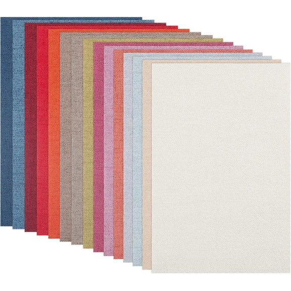 15pcs Assorted-colors Linen Blend Fabric 12x8 inch Patchwork Burlap Fabric DIY Handmade for Wallet and Bag
