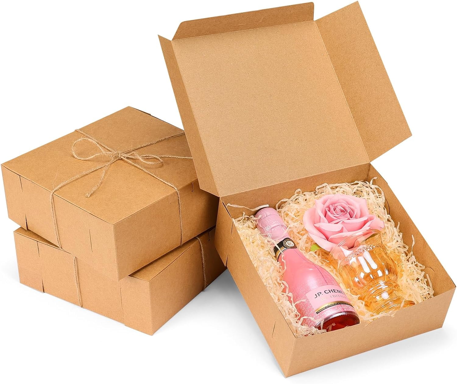 15pcs Bakery Boxes Brown Kraft Paper Cookies Boxes for Baked Goods