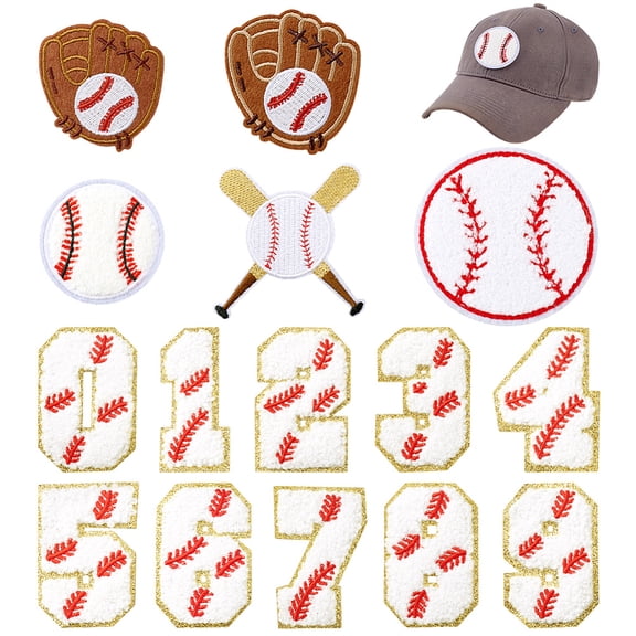 15pcs Baseball Iron On Patches Sport Theme Patches Iron On 6 Styles Patches for T-Shirt Jackets Jeans Hats Hoodies Backpacks Bags DIY Crafts