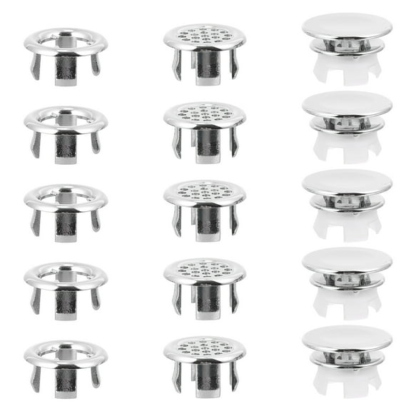 OUNONA Durable Silver Sink Overflow Ring for Wash Basin Easy Install 15Pcs