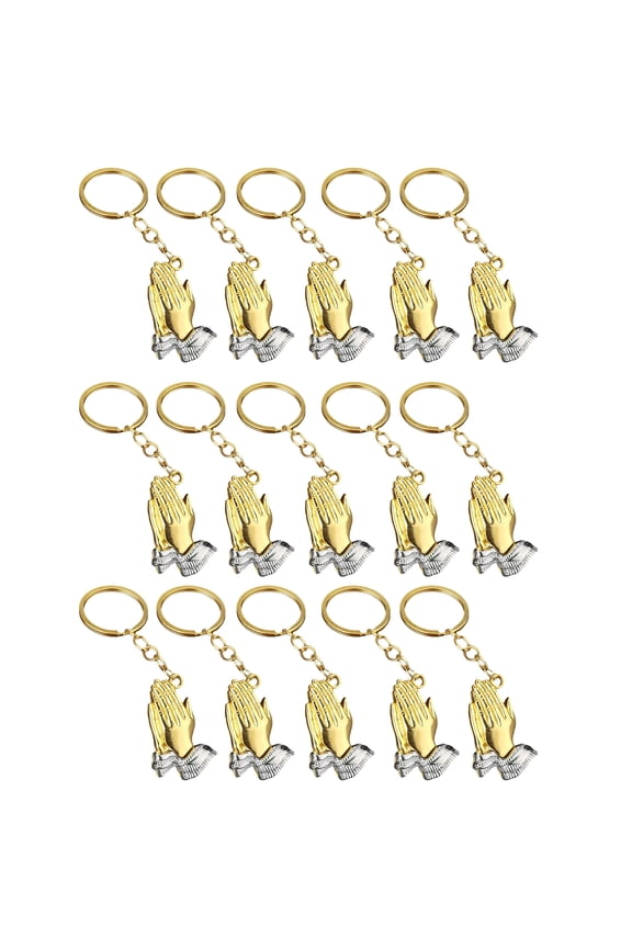 15pcs Beautifully Craft Prayer Hands Keychains Pendant Offering Protections Peace for Spiritual Individuals Decoration