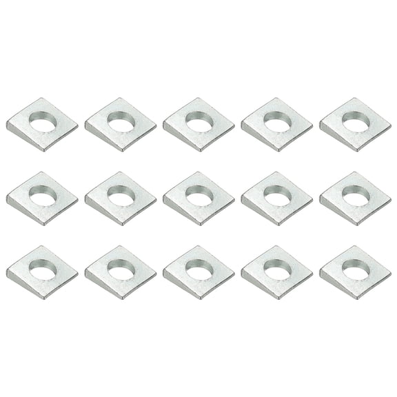 15pcs Beveled Square Washers, M10x22mm Square Beveled Washers Bearing Strut Plate Flat Pad Spacer Carbon Steel for 10mm Bolts Wedge Shim Leveling Fastener Nut Bolt Gasket, Silver