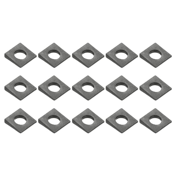 15pcs Beveled Square Washers, M10x22mm Square Beveled Washers Bearing Strut Plate Flat Pad Spacer Carbon Steel for 10mm Bolts Wedge Shim Leveling Fastener Nut Bolt Gasket, Black