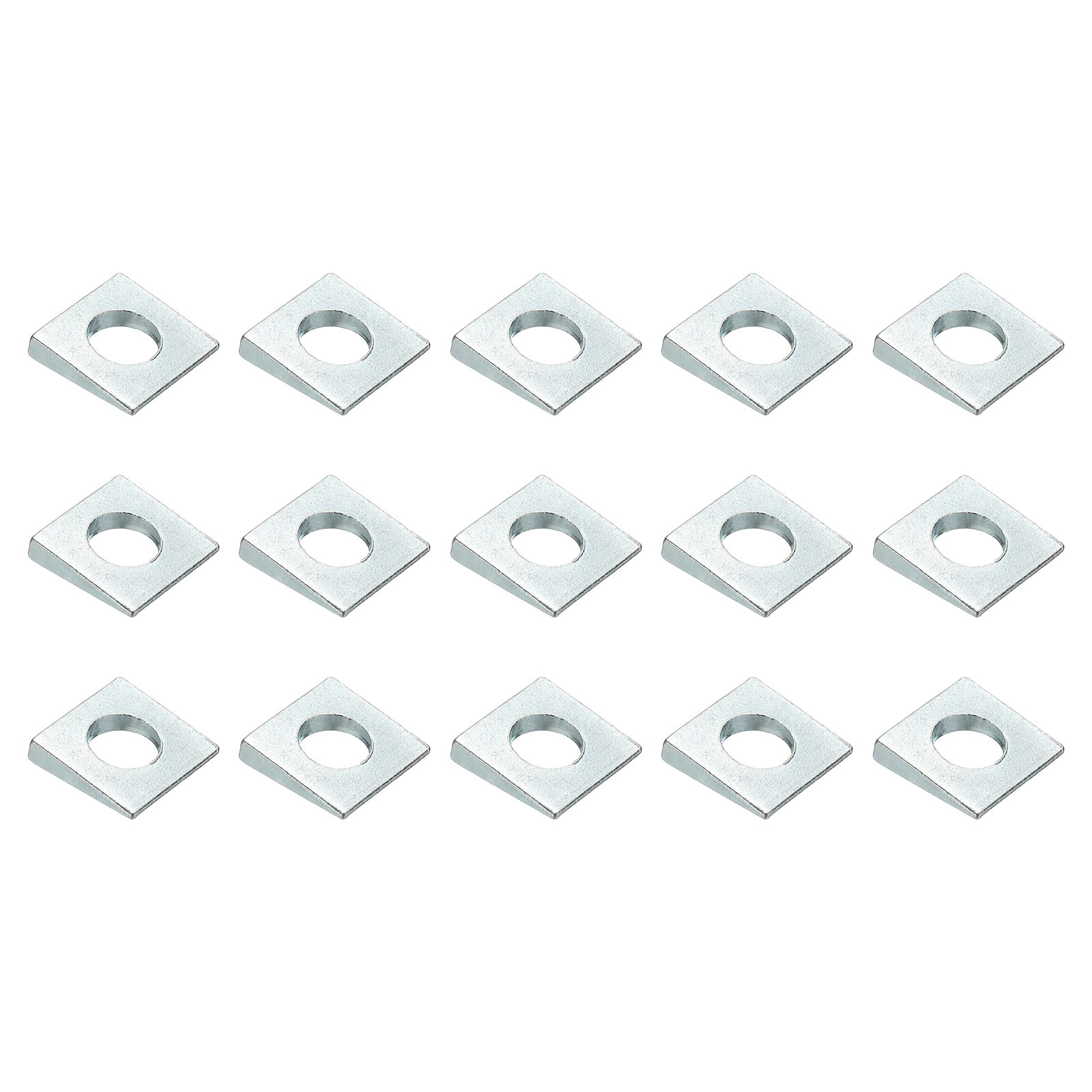 15pcs Beveled Square Washers, M16x35mm Square Beveled Washers Bearing Strut Plate Flat Pad Spacer Carbon Steel for 16mm Bolts Wedge Shim Leveling Fastener Nut Bolt Gasket, Silver
