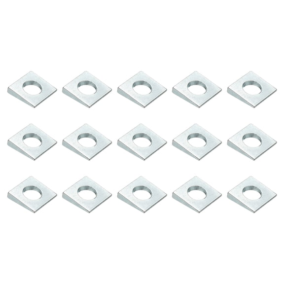 15pcs Beveled Square Washers, M16x35mm Square Beveled Washers Bearing Strut Plate Flat Pad Spacer Carbon Steel for 16mm Bolts Wedge Shim Leveling Fastener Nut Bolt Gasket, Silver