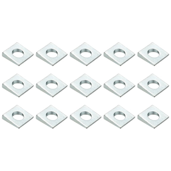 15pcs Beveled Square Washers, M18x40mm Square Beveled Washers Bearing Strut Plate Flat Pad Spacer Carbon Steel for 18mm Bolts Wedge Shim Leveling Fastener Nut Bolt Gasket, Silver
