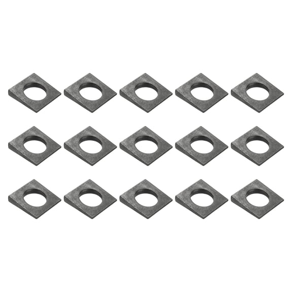 15pcs Beveled Square Washers, M27x50mm Square Beveled Washers Bearing Strut Plate Flat Pad Spacer Carbon Steel for 27mm Bolts Wedge Shim Leveling Fastener Nut Bolt Gasket, Black