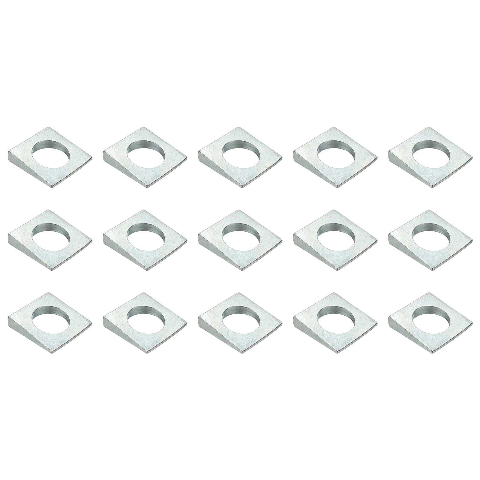 15pcs Beveled Square Washers, M27x50mm Square Beveled Washers Bearing Strut Plate Flat Pad Spacer Carbon Steel for 27mm Bolts Wedge Shim Leveling Fastener Nut Bolt Gasket, Silver